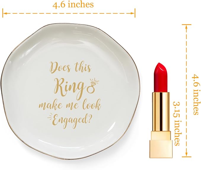 HOME SMILE Engaged Ring Dish-Does This Ring Make Me Look Engaged Trinket Dish- - Image 5