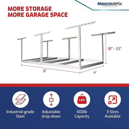 MonsterRax 4x8 Overhead Garage Storage Rack Frame Kit - Image 2