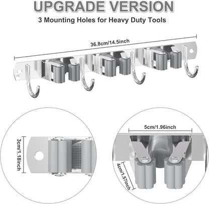 Broom Holder Wall Mount, Broom Organizer Wall Mount Stainless Steel Broom and - Image 2