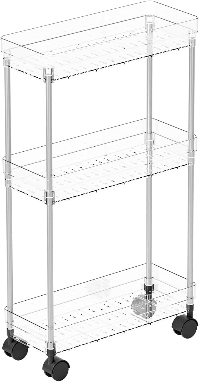 Yieach Clear 3 Tier Slim Rolling Storage Cart by Yieach