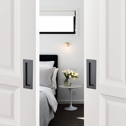 Ravinte 8 Pack Black Sliding Closet Door Handles Black Flush Pulls 5.9in Length - Image 5