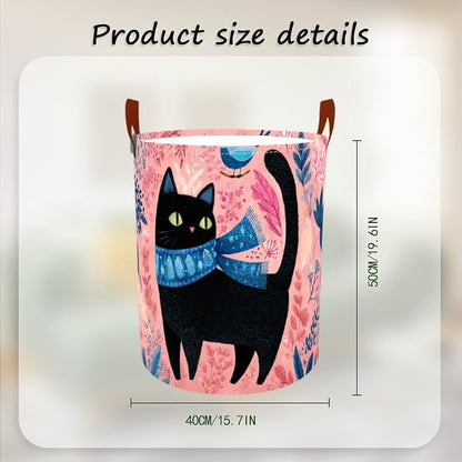 Laundry Baskets 15.7x19.7 Inch Large Black Cat Bird Floral Scarf Design - Image 3