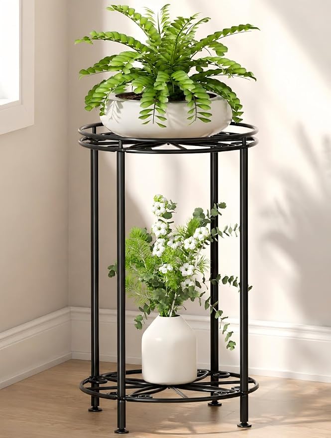 Plant Stand 2-Tier 10.2in Width 16.4in Tall Flower Pot Rack Small Plant Table by Josmimic
