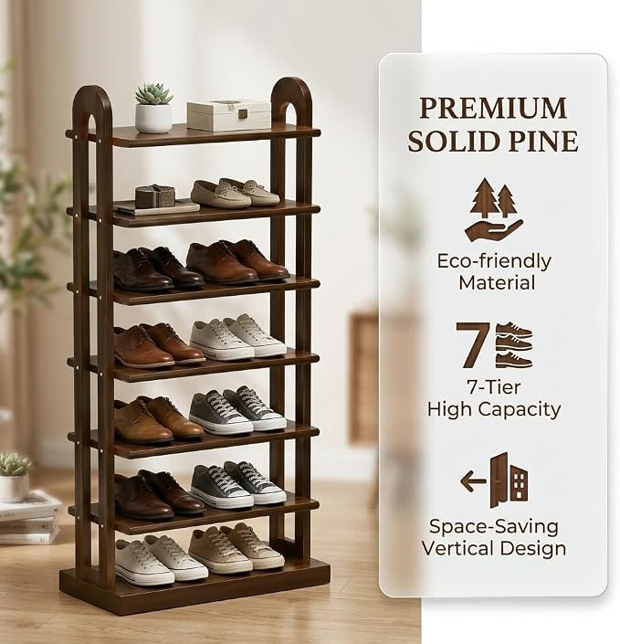 43.7" Wooden Shoe Rack - Image 7