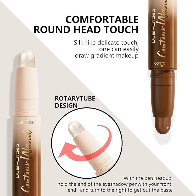 evpct Nuetral Nude & Silver Shimmer Cream Contour Stick Face Body Makeup Dual - Image 3