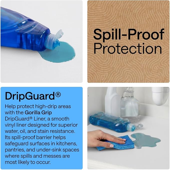 GORILLA GRIP DripGuard Shelf Liner, Non-Adhesive Drawer and Kitchen Cabinet - Image 3
