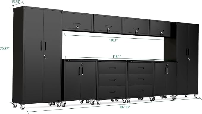 10-Piece Heavy Duty Steel Garage Cabinet System | All-in-One Modular Garage - Image 2