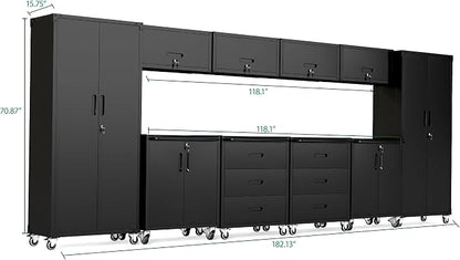 10-Piece Heavy Duty Steel Garage Cabinet System | All-in-One Modular Garage - Image 2