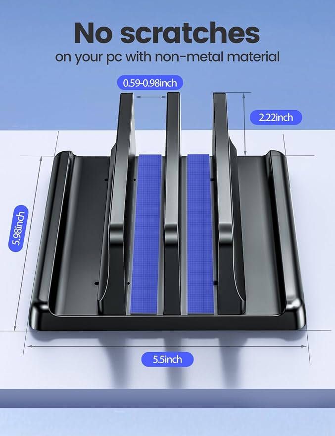 Vaydeer Vertical Laptop Stand for Desk, Dual Slots Plastic Laptop Holder - Image 5