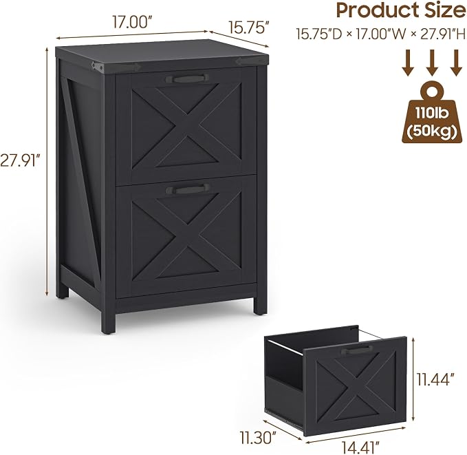 Halitaa Small Farmhouse File Cabinet - Image 3