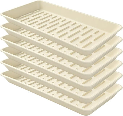 6 Pack Plastic Plant Trays Rectangular 14 Inch, Indoor Outdoor Plant Saucers by Afrine