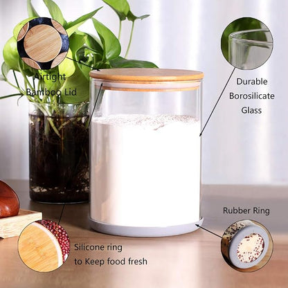 Set of 2 Large Glass Food Storage jar, 100 FL OZ Glass Flour Canister - Image 3
