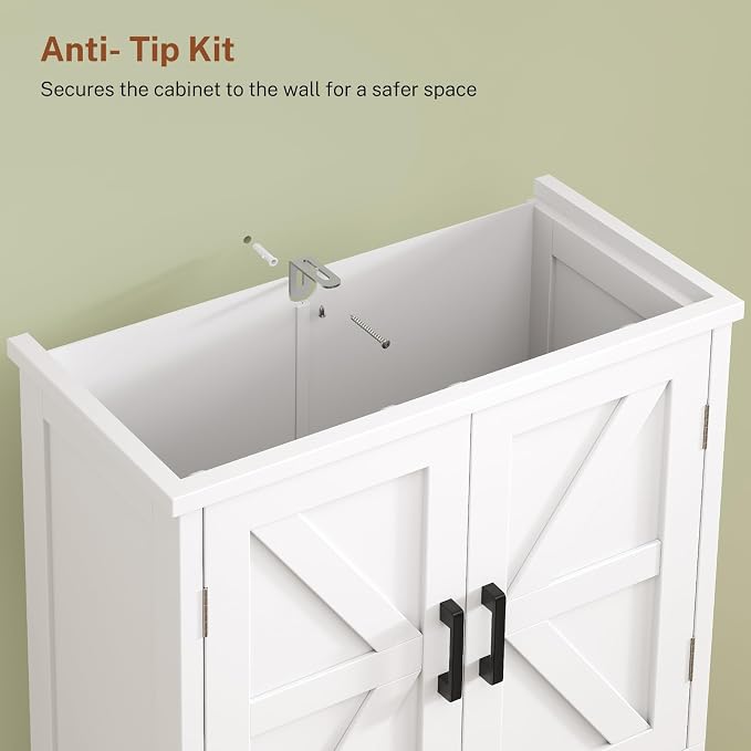 TEENFON Pantry Cabinet with 2 Drawers, Kitchen Storage Cabinet with 4 Door - Image 8
