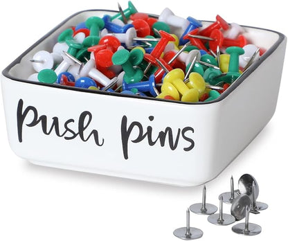 ONTUBE Farmhouse Square Push Pins Holders, Ceramic Binder Clip Dispenser by ONTUBE