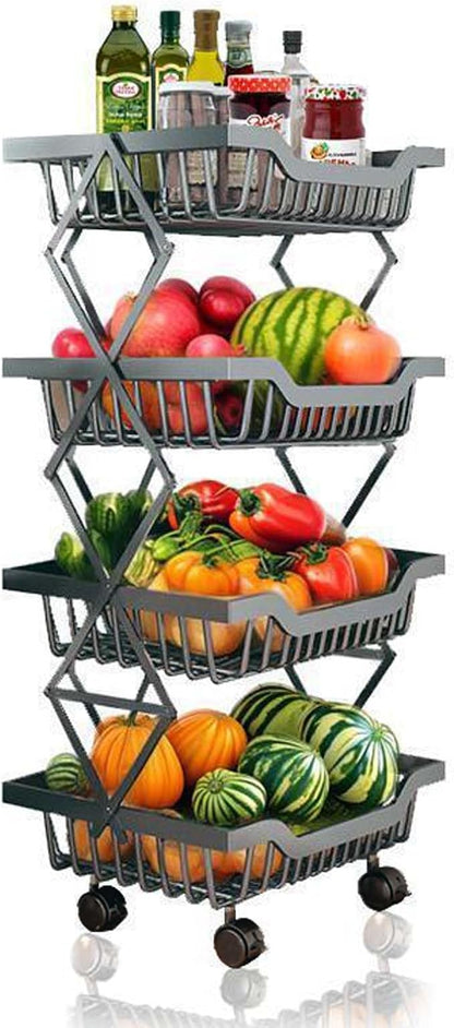 Rolling Utility Cart, Foldable Metal Shelf Organizer by MGMGART