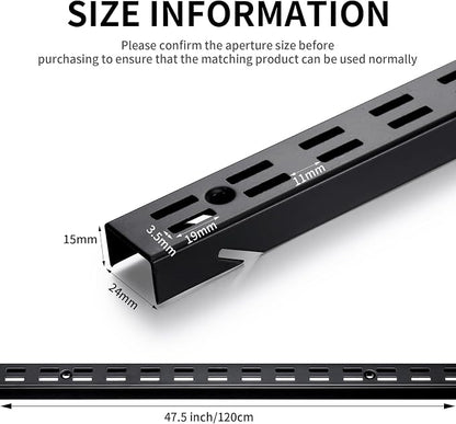 6 Pcs 47.5 Inches Shelf Rails Bracket Track Upright Closet System Hardware - Image 2