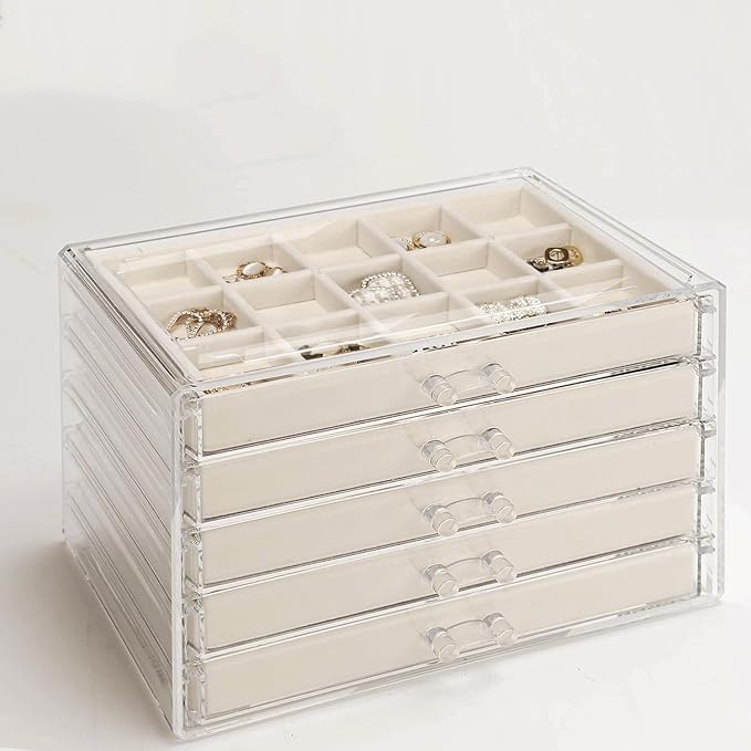 GUOER 5 Drawers Clear Jewelry Box by GUOER