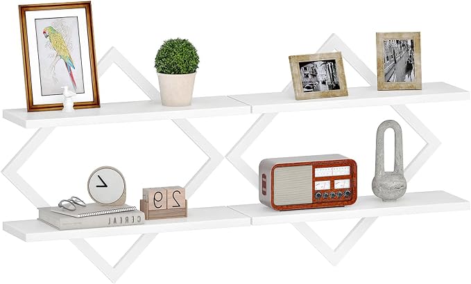 CHOEZON Floating Shelves, 2-Tier Hanging Shelves, Wall Shelf Set of 2, - Image 9
