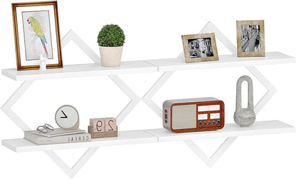 CHOEZON Floating Shelves, 2-Tier Hanging Shelves, Wall Shelf Set of 2, - Image 9
