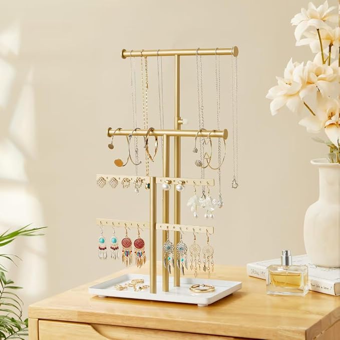 3 Tier Jewelry Holder Organizer, Necklace Display Stand, Height Adjustable - Image 8