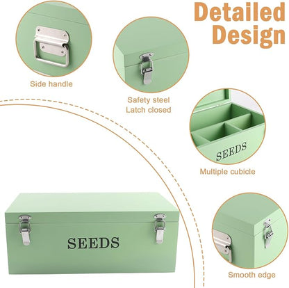 Seed Storage Organizer with 2 Dividers, Wooden Seed Saving Box with Lid - Image 2