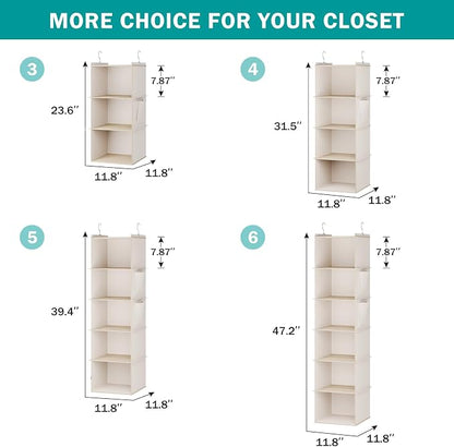 YOUDENOVA Hanging Closet Organizer, 4-Shelf Closet Hanging Storage Shelves - Image 5