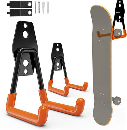 Skateboard Hooks 2-Pack Small Utility Heavy Duty Holder Garage Storage Wall by Wallavant