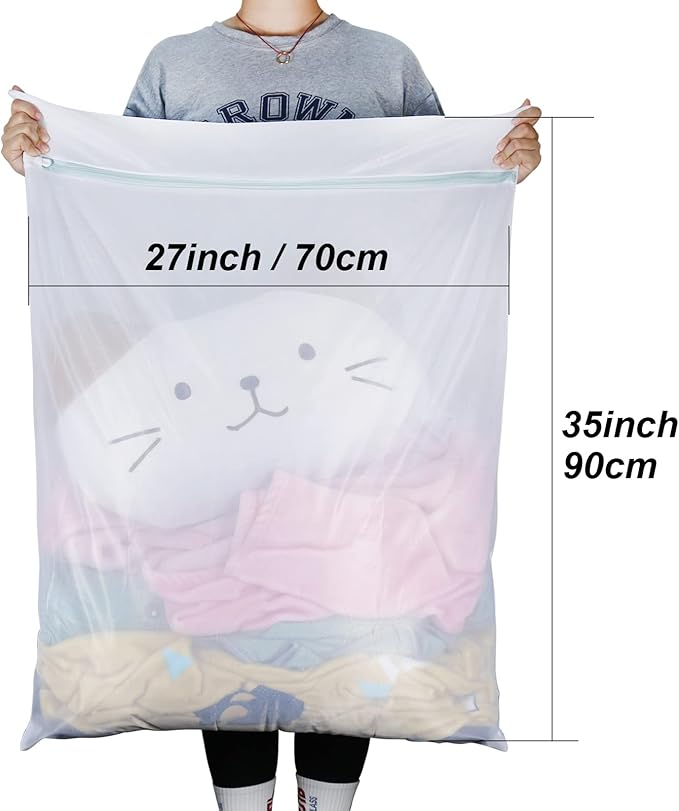 Tenn Well 2Pk 35x27" Large Mesh Laundry Bags Fine Net Washable - Image 2