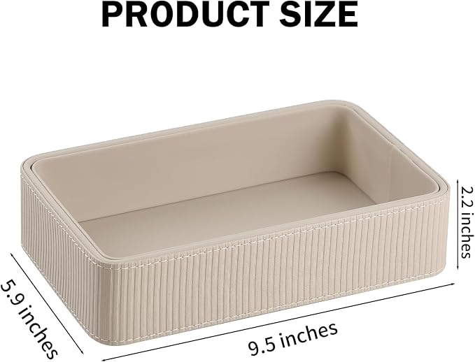PU Leather Valet Tray Organizer, Small Nightstand Organizer Bedside Desktop - Image 7