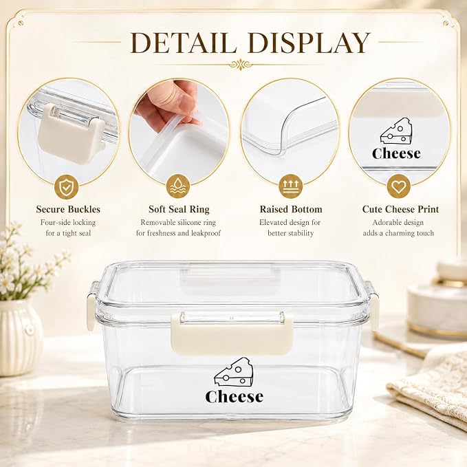 Cheese Container for Refrigerator, BPA-Free Deli Meat Storage Containers - Image 3