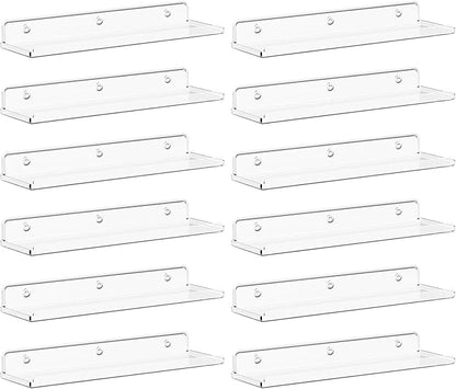 Lifewit Floating Shelves for Wall, 12 Pack Clear Acrylic Shelf 15" Room Decor by Lifewit