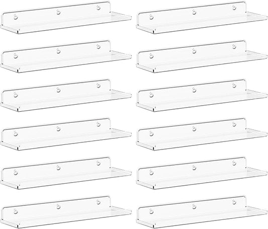 Lifewit Floating Shelves for Wall, 12 Pack Clear Acrylic Shelf 15" Room Decor by Lifewit