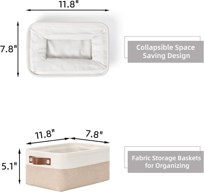 HNZIGE Small Fabric Baskets for Organizing Collapsible Storage Baskets for - Image 2