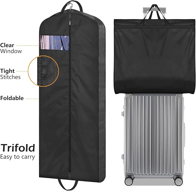 MISSLO 54" Garment Bags for Travel for Women Waterproof Dress Bags for Gowns - Image 7
