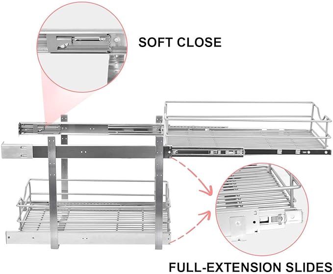 2 Tier Pull Out Cabinet Organizer, Soft Close Slide Out Drawer - Image 5
