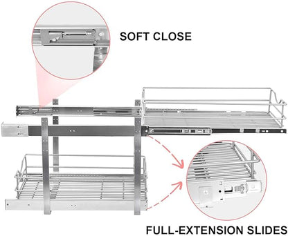 2 Tier Pull Out Cabinet Organizer, Soft Close Slide Out Drawer - Image 5
