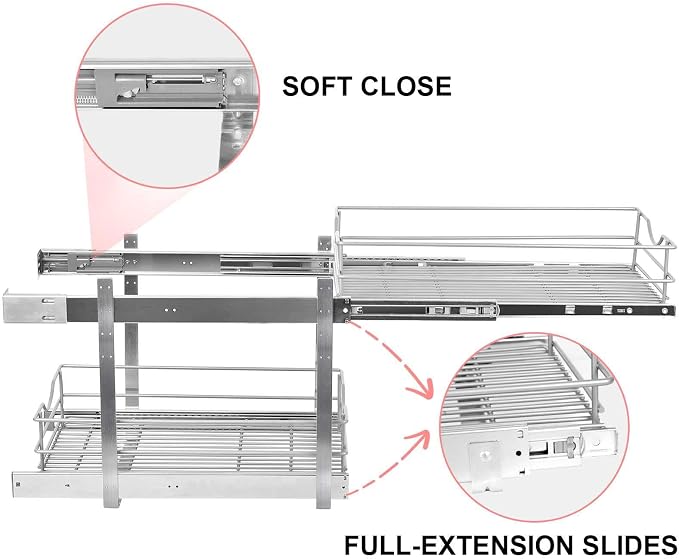 2 Tier Pull Out Cabinet Organizer, Soft Close Slide Out Drawer - Image 7