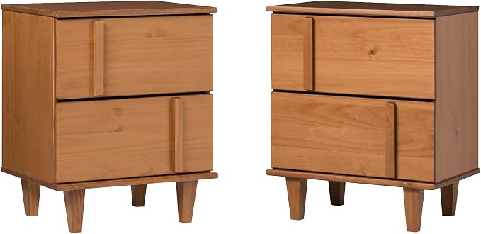Walker Edison Contemporary 2-Piece Detailed Drawer Solid Wood Nightstands - Image 4