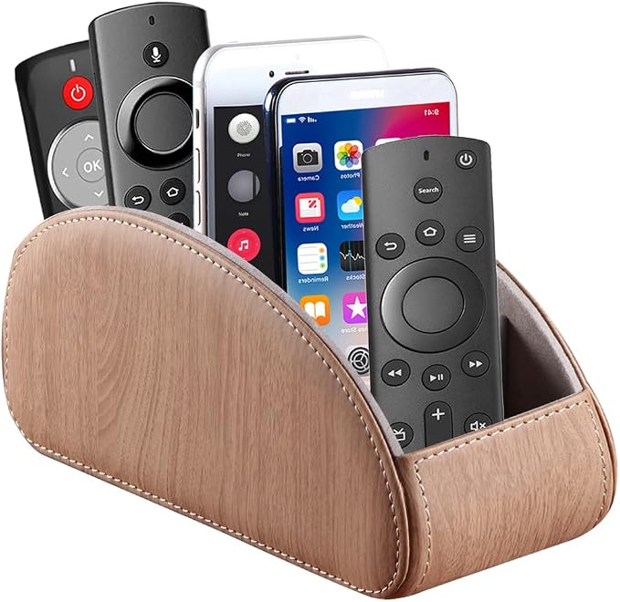 All-in-One Leather TV Remote Control Holder by YAPISHI