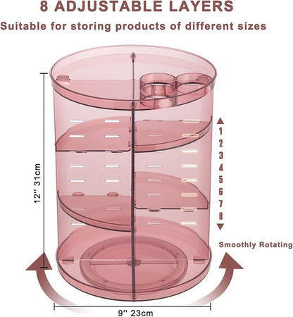Rotating Makeup Organizer, DIY 8 Adjustable Layers 360 Spinning Skincare - Image 2