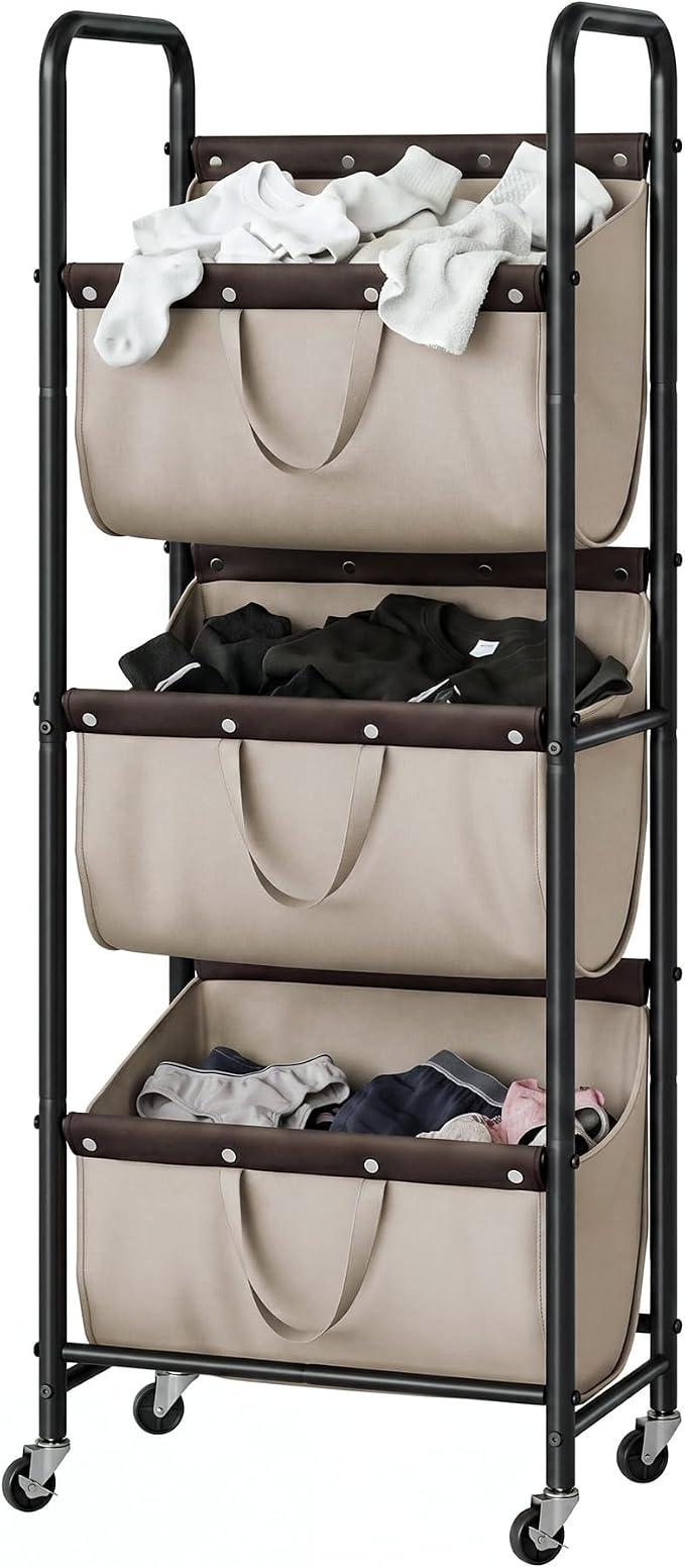 GRANNY SAYS 3 Section Tiered Laundry Sorter, Slim Vertical Laundry Hamper by GRANNYSAYS