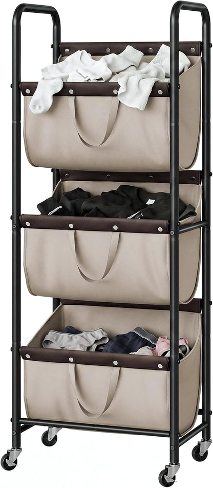 GRANNY SAYS 3 Section Tiered Laundry Sorter, Slim Vertical Laundry Hamper by GRANNYSAYS