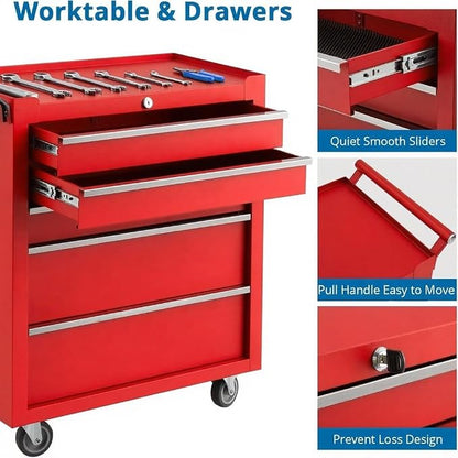 IDEALHOUSE Rolling Tool Chest, 5 Drawers Tool Storage Cabinet, Toolbox - Image 5
