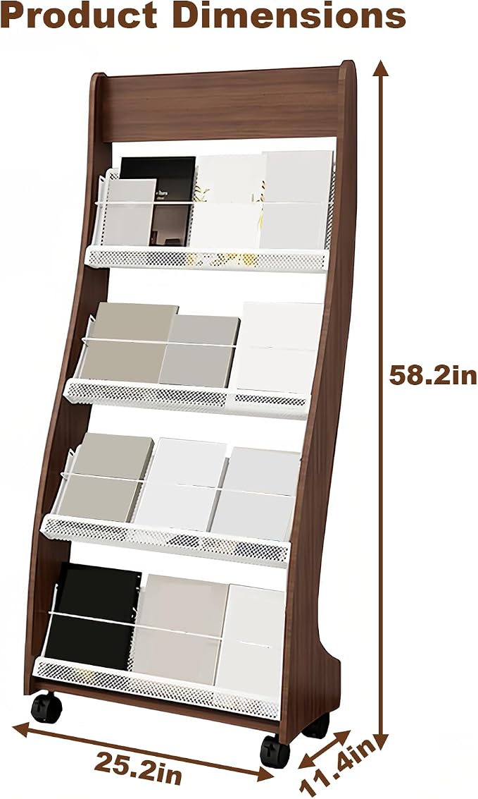 Brochure Display Rack, 4 Layer Floor-Standing Magazine Rack, Literature - Image 2