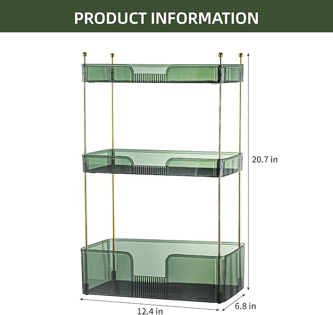 Akinbas 3 Tier Bathroom Organizer Countertop Makeup Perfume Tray Skincare - Image 3