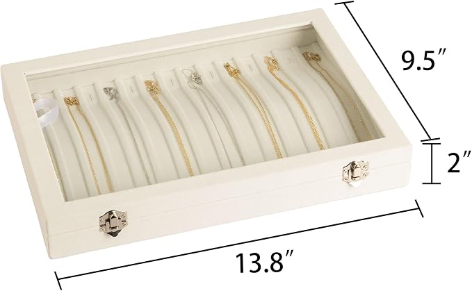 Frebeauty 15 Hooks Necklace Tray Velvet Neckalce Organizer - Image 3