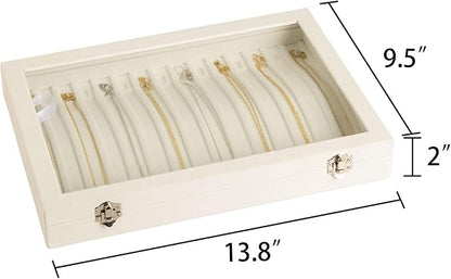 Frebeauty 15 Hooks Necklace Tray Velvet Neckalce Organizer - Image 3