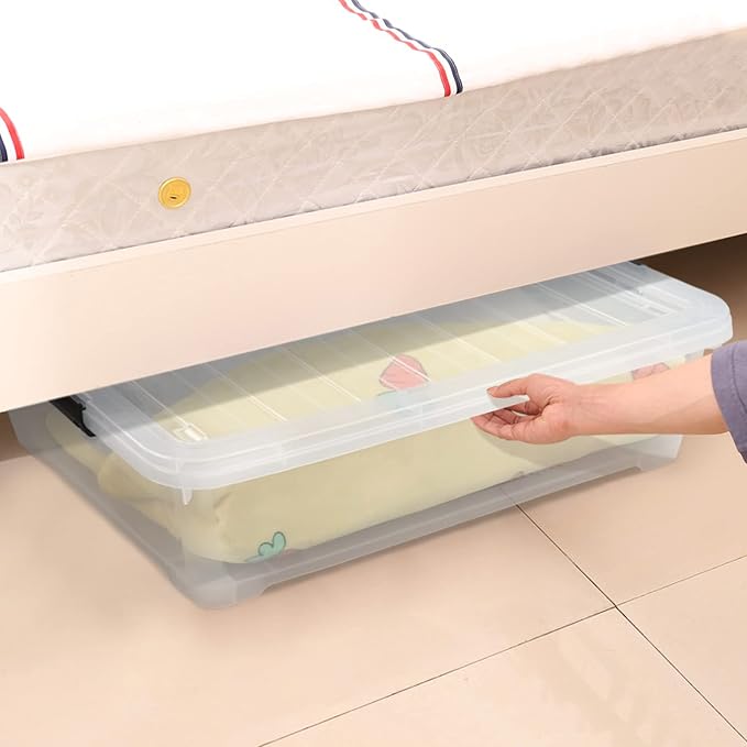 Xyskin 4 Packs 40 Quart Plastic Large Under Bed Storage Box - Image 4
