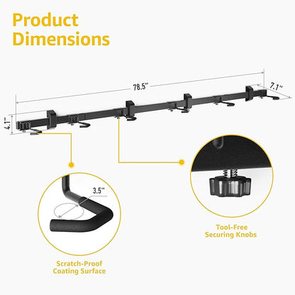 monTEK Enhanced Garage Bike Rack, Adjustable 6 Bike Hangers - Image 5