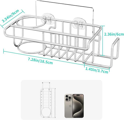HapiRm 4 in 1 Sink Caddy Sponge Holder, SUS304 Stainless Steel Kitchen Brush - Image 5